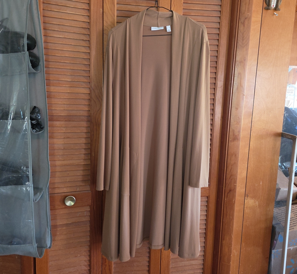 SUSAN Graver Lightweight Open Front Duster Cardigan - Taupe